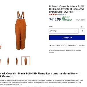 Bulwark Insulated Overalls